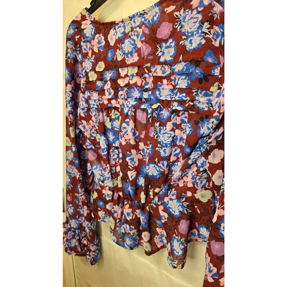 Nwt Free People Floral Maybel Shiraz Combo Peplum long sleeve Crop Top XS - Picture 10 of 12